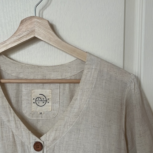 EUC slow fashion pana Mina linen cotton beige dress in size M - Picture 3 of 5
